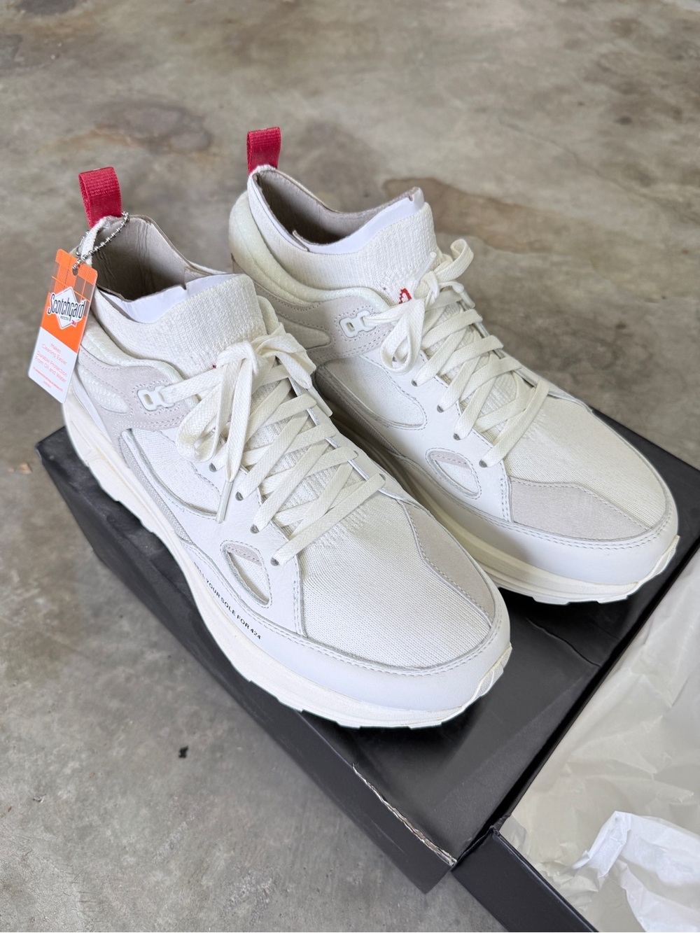 Aura White Sneakers Box with Red Branding
